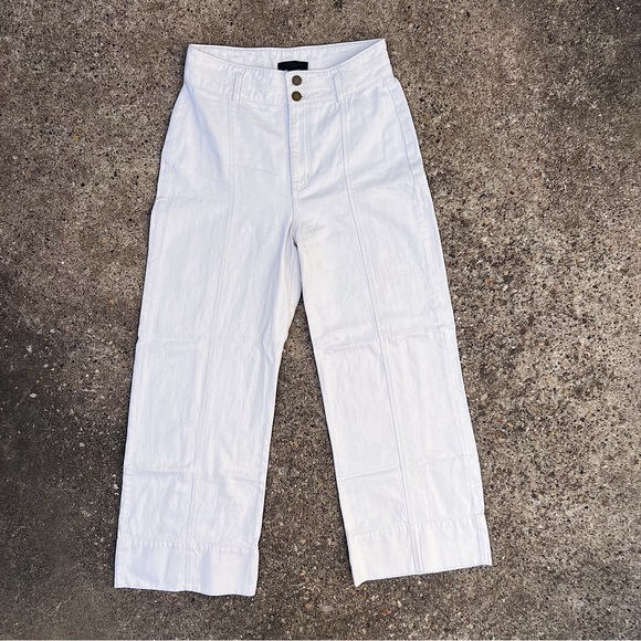 (Sold) Ann Taylor High Rise Palazzo Jeans Ecru Biege Dress Pants Size 2 Preppy - Picture 2 of 8